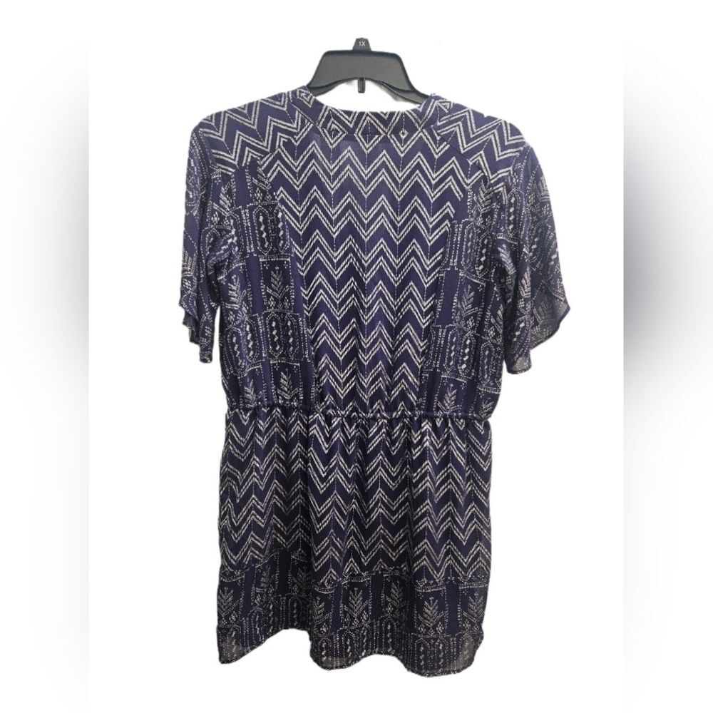Free People Chevron V-Neck Blouson Mini Dress - Sz. Small - Picture 3 of 13